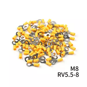 100pcs Vinyl Ring Terminal Connector Yellow 12-10GA Gauge 5/16" Crimp Wire Power - Picture 1 of 8