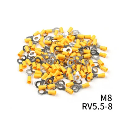 100pcs Vinyl Ring Terminal Connector Yellow 12-10GA Gauge 5/16" Crimp Wire Power - Image 1 of 4