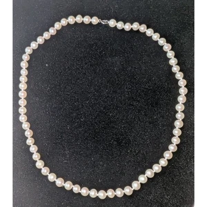 Collana di piccole perle vintage originale annodata chiusura in argento sterling 925 18 pollici - Foto 1 di 4