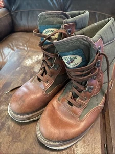 L.L. Bean Fly Fishing Wading Boots Men's Size 12 Vintage Brown & Green And Bag - Picture 1 of 13