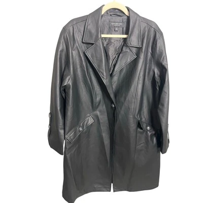 Andrew Marc New York Soft Black Thin Leather Coat Men's Size L Button Collared - Image 1 of 4