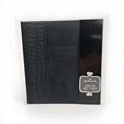 Hallmark Refillable 6-Ring Address Book Black Crocodile Pattern Spine READ - Image 1 of 4