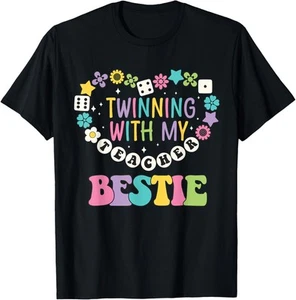 Twin Day Friends Teacher Twinning With My Bestie Matching T-Shirt Hoodie - Picture 1 of 13