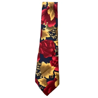 男式花卉设计领带 John Henry 100% 真丝美国制造 — 第 1/4 张图片