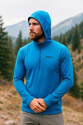 Patagonia R1 Sudadera con Capucha Hombre Talla Grande Azul Media Cremallera Exterior Caminata leer Foto 1 de 4