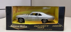 ERTL American Muscle 1969 Chevy Nova Silver Diecast Model Car 1/18 Scale - Picture 1 of 9