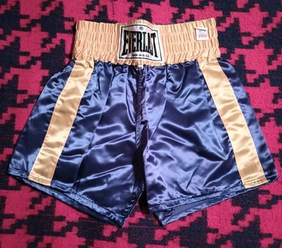 Pantalones cortos de boxeo Everlast vintage púrpura/azul-dorado satinado hechos en EE. UU. pequeños  Foto 1 de 4
