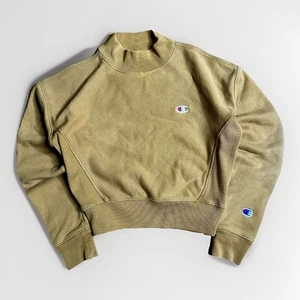 Felpa Vintage Champion Reverse Weave Finto Collo XS Digione Giallo Marrone Y2K - Foto 1 di 10