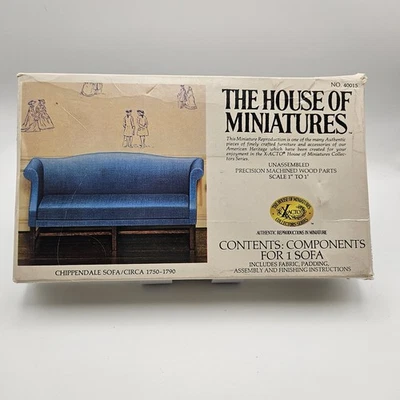 House Of Miniatures Chippendale Диван Комплект - 1977 Открытая Коробка/Неиспользованный - Изображение 1 из 4