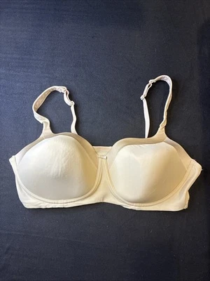 Playtex Bra 44C Beige Wireless Comfort  Style 4824 Satin At Tops Of Cups - Image 1 of 4