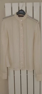 Reiss Blouse Cream With Silver Stripe SHEER Size 8 - Picture 1 of 9