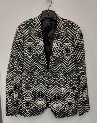 INC International Concepts Women's Slim Fit Black & White Size L Blazer - Image 1 of 4