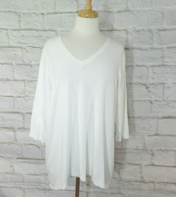 Blusa túnica JOFIT talla XXL blanca cuello en V alta-baja swing usada en excelente estado Foto 1 de 4