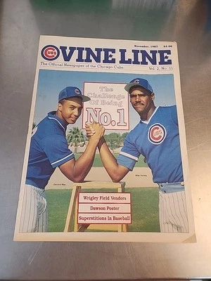Chicago Cubs Vine Line Newspaper - November 1987 - Derrick May & Mike Harkey - Image 1 of 4
