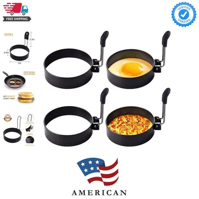 4件装鸡蛋戒指,不锈钢圆形早餐模具工具烹饪,圆蛋... — 第 1/4 张图片