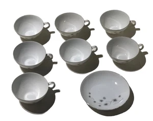 Vntg 8pc Lot Creative Platinum Starburst #1014 Teacups/Bread Plate Made In Japan - Picture 1 of 8