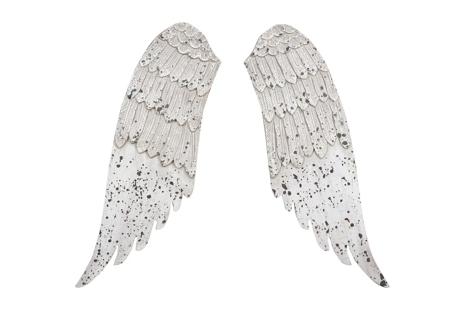 DA2304 Creative Co-op Set of 2 White Metal Sweet Angel Wings Wall Home Decor Craftsmanship 807472645902