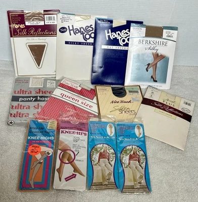 Lote De 12 Pantimedias Y Hasta la Rodilla Vintage Tallas Grandes/XL Nuevas Hanes Berkshire Foto 1 de 4