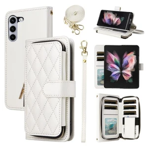Étui portefeuille pour Samsung Galaxy Z Fold 5 5G 2023 avec dragonne bandouli... - Photo 1 sur 8