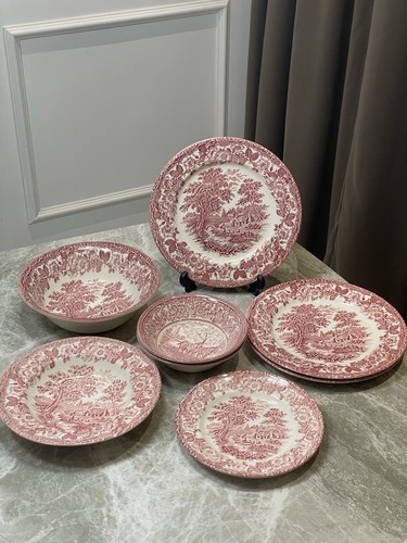 Mason’s Vista Red Transferware Ironstone Plates & Bowls Set of 8 ...