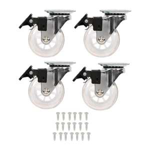 2 Inch Caster Wheels Set of 4 Heavy Duty Locking Casters with brake white - Picture 1 of 16