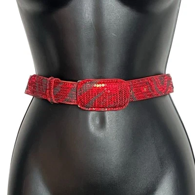 CINTO DE LANTEJOULAS DE COURO OCIDENTAL SEMENTAL LISTRA DE TIGRE VERMELHO FEITO NO MÉXICO TAMANHO 24 P M - Imagem 1 de 4