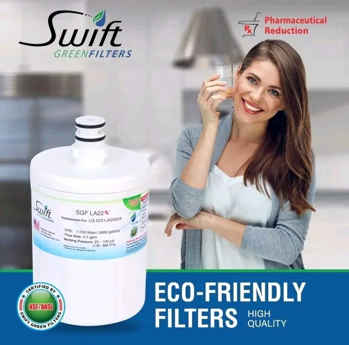 Swift GREENFILTERS Refrigerator Filter SGF-LA22, REPLACEMENT FOR LG 5231JA2002A - Image 1 of 4