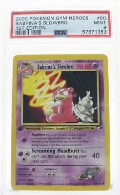 PSA 9 MINT 2000 Pokémon Gym Heroes #60 Sabrina's Slowbro 1st Edition !!! - Image 1 of 4