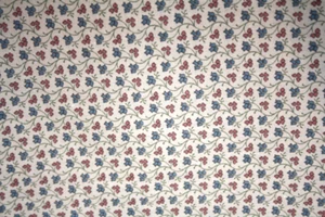 BLUE TULIPS AND RED HEART FLOWERS ON TAN BY jOAN KESSLER - 100% COTTON FABRIC - Picture 1 of 3