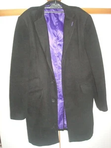 Men's Designer Henley & Knight Black Smart Top Coat Overcoat Size M - Picture 1 of 5