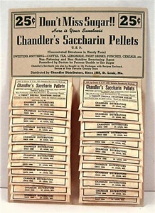 Chandler Saccharin Pellets Display Card 24 Pkg St Louis Mo Old Store Stock - Bild 1 von 1