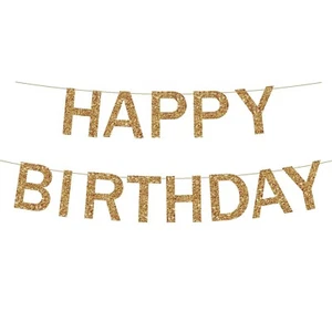 Gold Happy Birthday Banner - Decorations for Men, Women & Parties - Picture 1 of 7