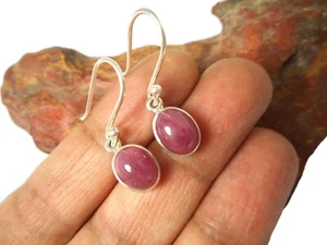Pendientes ovalados de piedras preciosas de plata esterlina 925 rosa rubí - Imagen 1 de 6
