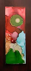 Handbemaltes Original LESEZEICHEN 2,5x7" zweiseitig bunt von Lynne Kohler - Bild 1 von 2