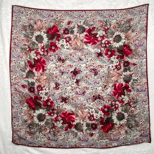 Vintage Damen Seidentuch Bloomsbury für Krawattenhalter Blumen Schmetterlinge Japan rot - Bild 1 von 12