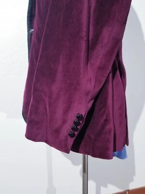 46L Tallia Burgundy Maroon Velvet Velour Smoking Blazer Jacket Sport Coat - Image 1 of 4