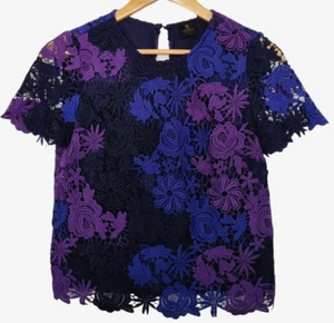 DAVID LAWRENCE Purple & Blue Lace Overlay Blouse Shirt Top Size 6 - Picture 1 of 7