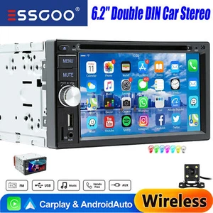 6.2in Double 2DIN Head Unit Car Stereo Touch Screen Radio Bluetooth FM/TF/Cam - Picture 1 of 16