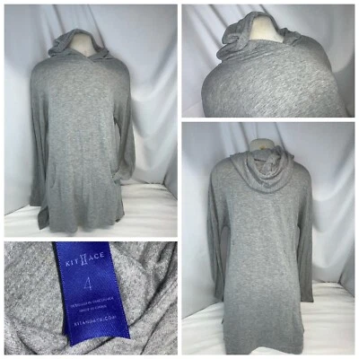 Kit Ace Hoodie Pullover Sz 4 Women Gray Viscose Cashmere Mint YGI F1-263 - Image 1 of 4