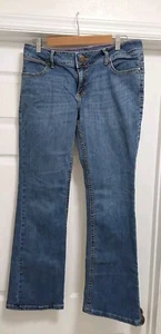 Wrangler Jeans Women's Size 9/10 X 32 Blue Denim Bootcut Rhinestone Pockets - Picture 1 of 12