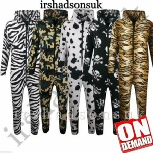 KIDS GIRLS BOYS EXTRA SOFT FLUFFY FLEECE ALL IN ONE PJ'S JUMPSUIT SIZE 1-13YEARS - Picture 1 of 26