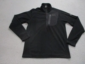 Eddie Bauer Ascent Sweater Mens Medium Black Long Sleeve 1/4 Zip Mock Fleece - Picture 1 of 10