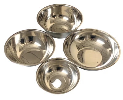 Winco Juego de 4 Cuencos Mezcladores 3 Cuartos, (2) 8 Cuartos y 13 Cuartos Acero Inoxidable Foto 1 de 4