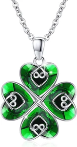 Four Leaf Clover Necklaces 925 Sterling Silver Shamrock Necklace St Patrick’S Da - Picture 1 of 7