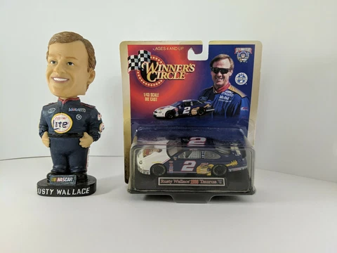 NASCAR #2 Rusty Wallace 1998 Ford Taurus Diecast Car & Bobblehead Cover