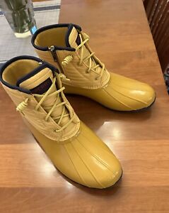 SPERRY Women’s Ankle High, Insulated, Saltwater Rain Boots! Yellow & Black Sz10