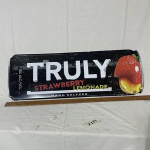 Truly Hard Seltzer Strawberry Lemonade Can Tin Sign - 24" x 8-1/4" - Picture 1 of 7