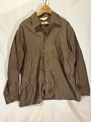 Camisa De Colección Mr California Marrón Cuello Daga Para Hombres XL Bordada Un Bolsillo Foto 1 de 4