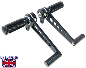 Motorrad Rearsets Fußrasten inkl. Aufhänger schwarz Aluminiumlegierung Cafe Racer PAAR - Bild 1 von 11