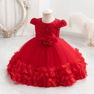 The new children's performance dress lace princess skirt is 110cm red - Picture 1 of 8